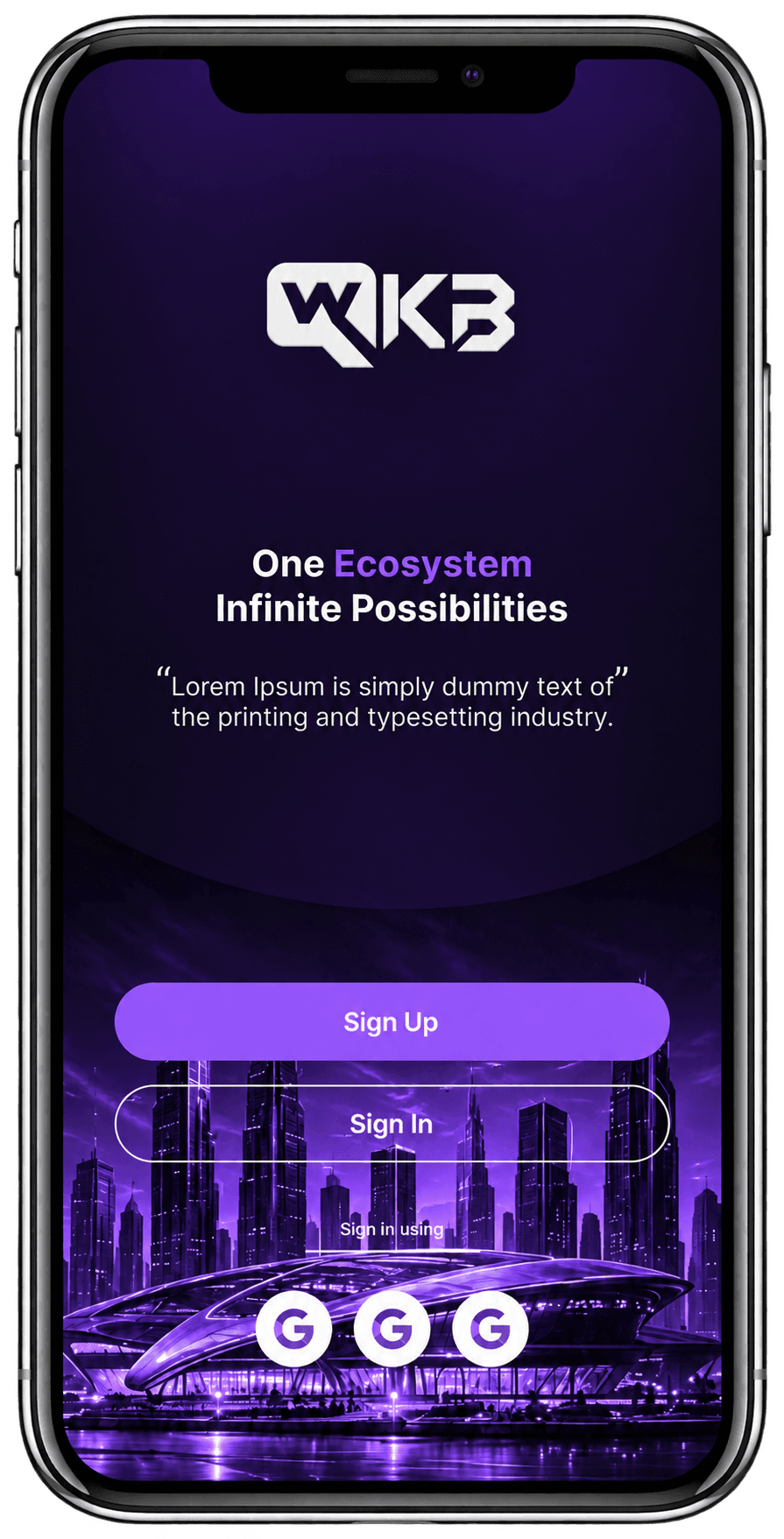 WKB super app with sign-in and sign-up screens